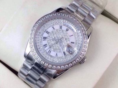 Rolex SS Day Date Diamond & Roman Markers Replica Watch